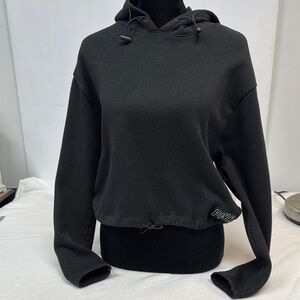 Victoria’s Secret PINK Cropped Sweater Hoodie Black Small Long Sleeves Comfy